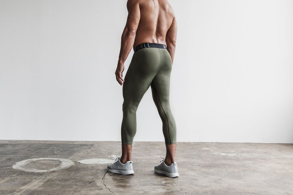 Leggings NOBULL Homme Vert - NOBULL 3/4 Compression,France (1754-HVFUL)